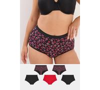Yours 5 Pack Kiss Print Full Briefs In Black Black 26-28