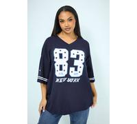 Yours '83 New York' Boxy T-Shirt In Mid Navy Mid Navy 18