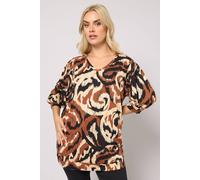 Yours Curve Women's Plus Size Abstract Top Black
