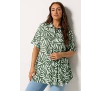 Yours Abstract Crinkle Shirt In Olive Olive