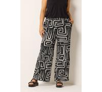 Yours Curve Abstract Crinkle Wide Leg Trousers - Women's - Plus Size Curve Black