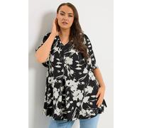 Yours Curve Abstract Floral Pleat Front Top - Women's - Plus Size Curve