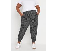 Yours Women's Abstract Harem Cropped Joggers in Black | Size: 26-28 Yours Black 26-28