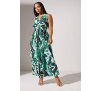 Yours Abstract Knotted Front Maxi Dress In Green Green 30-32