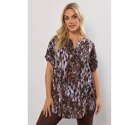 Yours Abstract Notch Neck Top In Brown Brown 16
