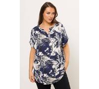 Yours Women's Abstract Notch Neck Top | Size: 26-28 Yours Multicolor 26-28