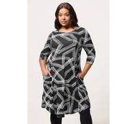 Yours Abstract Pocket Dress In Black Black 18