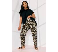 Yours Abstract Print Harem Trousers In Brown Brown 30-32