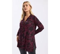 Yours Abstract Print Jersey Shirt In Burgundy Burgundy 22-24