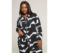 Yours Women's Abstract Print Shirt in Black | Size: 30-32 Yours Black 30-32