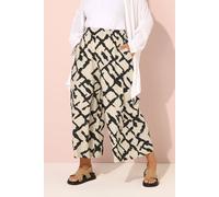 Yours Women's Abstract Print Wide Leg Trousers in Natural | Size: 22-24 Yours Natural 22-24