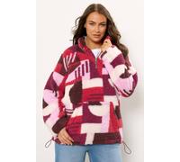 Yours Curve Abstract Quarter Zip Fleece - Women's - Plus Size Curve Pink