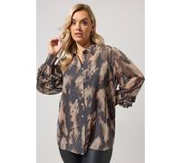 Yours Abstract Ruffle Shirt In Black Black