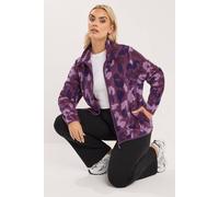 Yours Curve Purple Abstract Fleece Jacket - Women's - Plus Size Curve