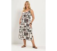 Yours Abstract Throw On Dress In Off White Off White