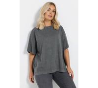 Yours Curve Acid Wash Heavyweight Boxy T-Shirt - Women's - Plus Size Curve Grey