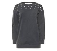 Yours Women's Acid Wash Eyelet Sweatshirt in Grey | Size: 20 Yours Grey 20