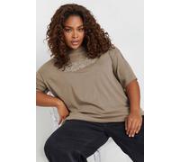 Yours Curve Acid Wash 'Fifth Avenue' Oversized T-Shirt - Women's - Plus Size Curve Brown