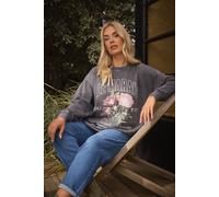 Yours Acid Wash Floral Sweatshirt In Grey Grey 26-28