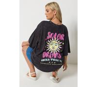 Yours Acid Wash Graphic T-Shirt In Dark Grey Dark Grey