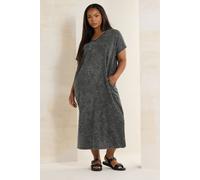 Yours Curve Acid Wash Heavyweight Throw On Dress - Women's - Plus Size Curve Grey