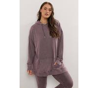 Yours Curve Burgundy Acid Wash Hoodie - Women's - Plus Size Curve