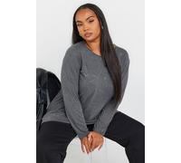 Yours Curve Acid Wash Long Sleeve Top - Women's - Plus Size Curve Grey