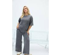 Yours Women's Acid Wash Seam Detail Top in Grey | Size: 22/24