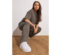 Acid Wash Wide Leg Joggers Yours Brown 18