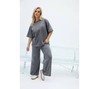 Yours Women's Acid Wash Wide Leg Trousers in Grey | Size: 16 Yours Grey 16