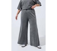 Yours Women's Acid Wash Wide Leg Trousers in Grey | Size: 26-28 Yours Grey 26-28