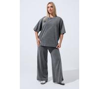 Yours Women's Acid Wash Wide Leg Trousers in Grey | Size: 18 Yours Grey 18