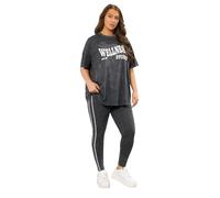 Yours Active Curve Acid Wash Side Stripe Leggings - Women's - Plus Size Curve Grey