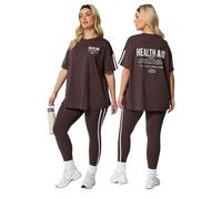 Yours Active Curve Brown 'Health & Wellness' T-Shirt - Women's - Plus Size Curve