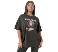 Yours Active Curve Grey 'Wellness Studio' T-Shirt - Women's - Plus Size Curve