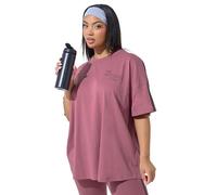 Yours Active Curve 'The Motivation Club' T-Shirt - Women's - Plus Size Curve Pink