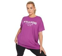 Yours Active Curve 'Wellness Club' Slogan Top - Women's - Plus Size Curve Purple