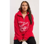 Yours 'alpine Ski' Quarter Zip Fleece In Red Red 26-28