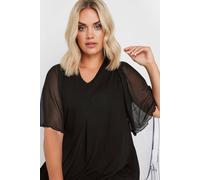 Yours Angel Sleeve Top In Black Black 16