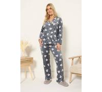 Yours Animal Fleece Pyjama Set In Grey Grey 22-24