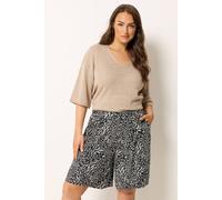 Yours Women's Animal Jersey Shorts in Black | Size: 26-28 Yours Black 26-28