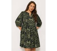 Yours Curve Animal Notch Neck Dress - Women's - Plus Size Curve Green