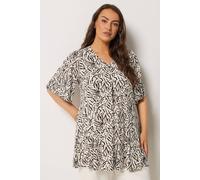 Yours Curve Brown Animal Print Pleat Front Top - Women's - Plus Size Curve