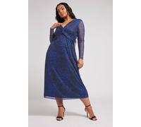 Yours Animal Print Twist Front Midaxi Dress In Blue Blue 26-28