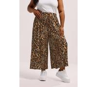 Yours Animal Print Wide Leg Cropped Trousers In Brown Brown