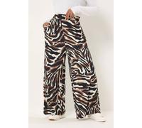 Yours Women's Animal Print Wide Leg Trousers | Size: 26-28 Yours Multicolor 26-28