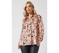 Yours Women's Animal Satin Shirt in Natural | Size: 14