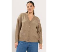 Yours Women's Applique Flower Long Sleeve Cardigan in Brown | Size: 18-20 Yours Brown 18-20