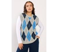 Yours Argyle Knitted Vest Top Multi 14-16