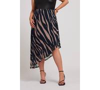 Yours London Curve Zebra Print Asymmetric Mesh Skirt - Women's - Plus Size Curve Black